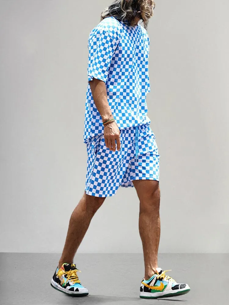 Stylish Checker Print T-shirt Sets