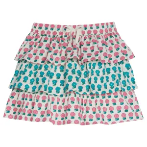 Tiered Mini Skort - Pink & Turquoise Marigold