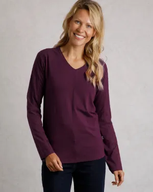 Topia Mulled Wine Organic Cotton Broderie Sleeve Outfitter Top