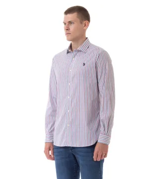 US POLO ASSN. MEN STRIPED SLIM-FIT SHIRT IN BLUE