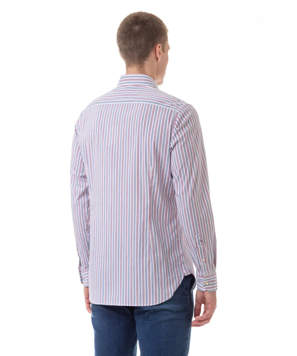 US POLO ASSN. MEN STRIPED SLIM-FIT SHIRT IN BLUE