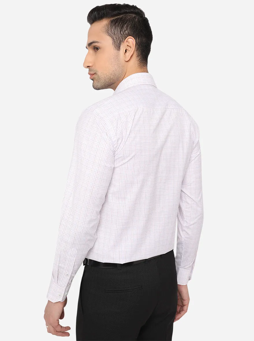 White & Brown Checked Regular Fit Formal Shirt | Greenfibre