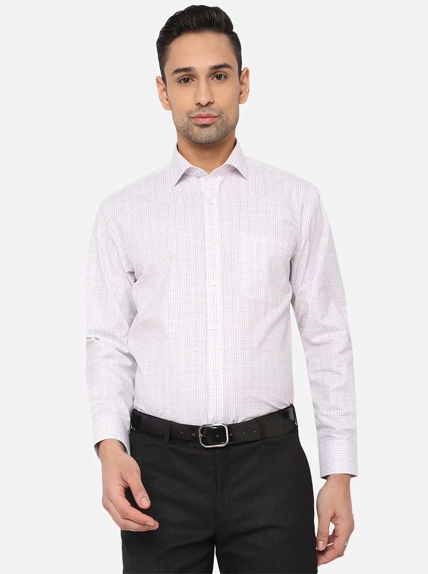 White & Brown Checked Regular Fit Formal Shirt | Greenfibre