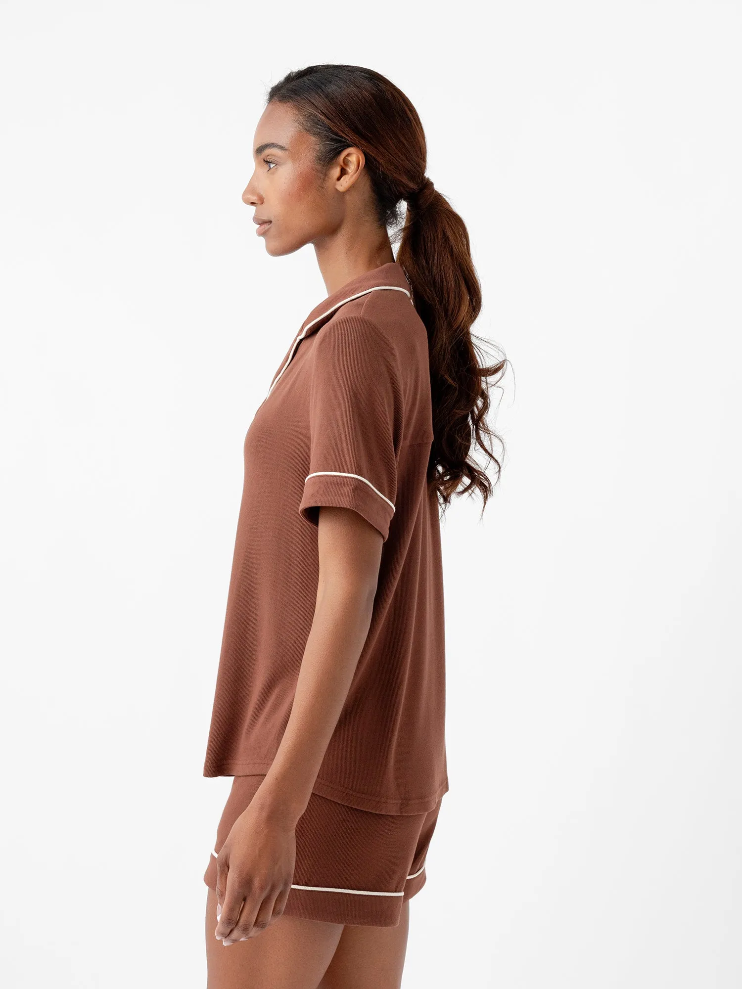 Women's Bamboo Rib-Knit Classic Short Sleeve Pajama Top