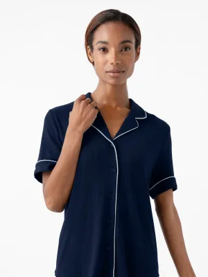 Women's Bamboo Rib-Knit Classic Short Sleeve Pajama Top